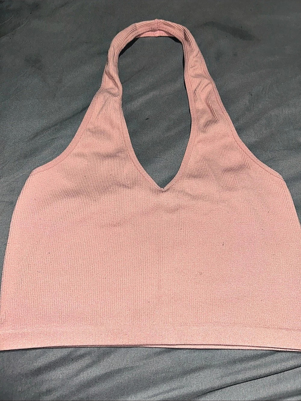BOZZOLO Ribbed Halter Crop Top Pink Size Small/Medium
